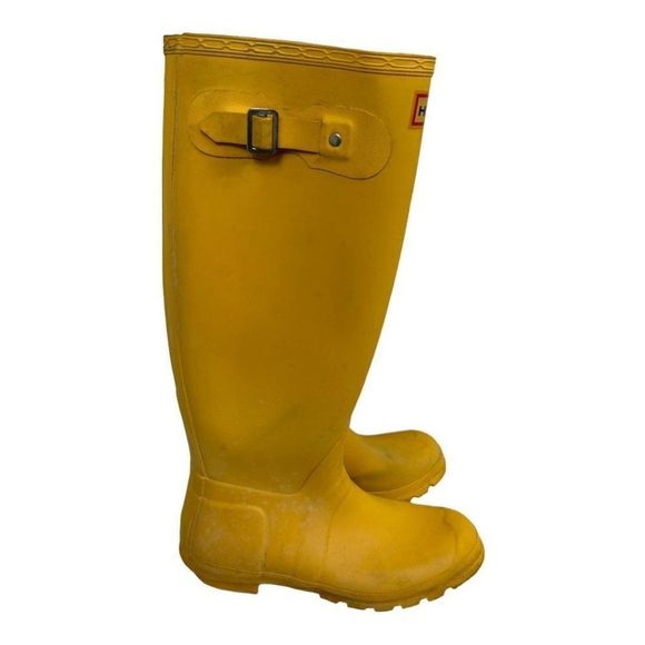 Hunter Shoes Vintage Rare Yellow Tall Hunter Boots Made In Scotland